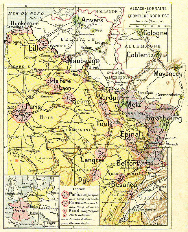 法国阿尔萨斯-洛林地图 1887